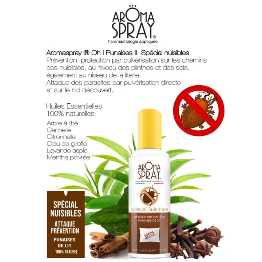 Présentation du spray anti‑punaises de lit d’Aromaspray
