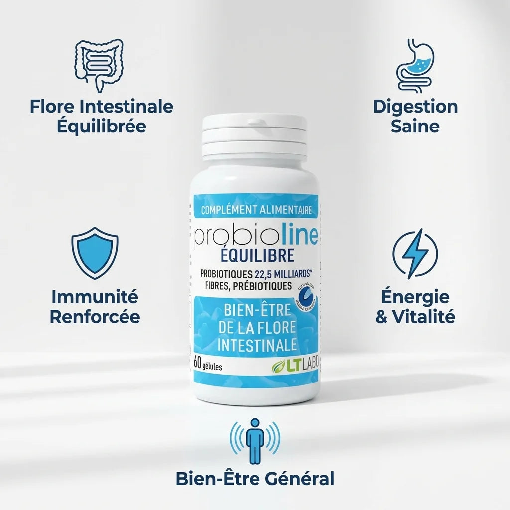 Probioline Equilibre 60 gélules - Complément flore intestinale avec bénéfices digestion et immunité