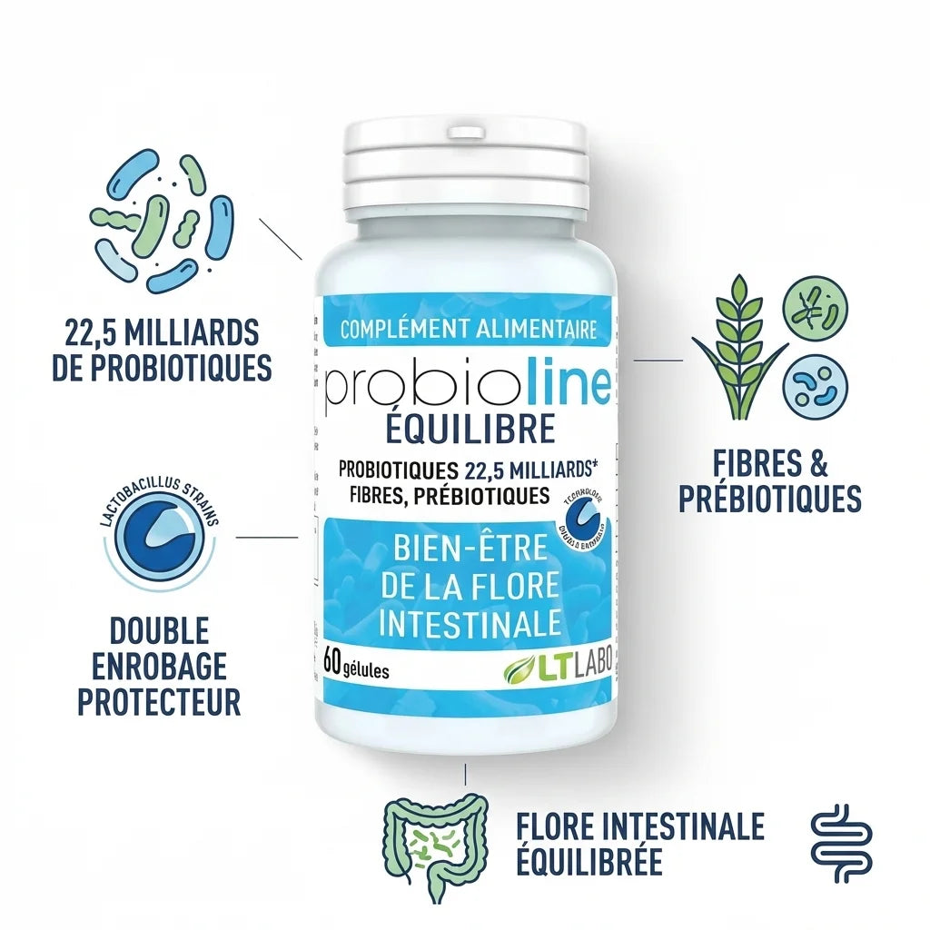 Probioline Equilibre 60 gélules LT Labo avec 22,5 milliards de probiotiques pour flore intestinale