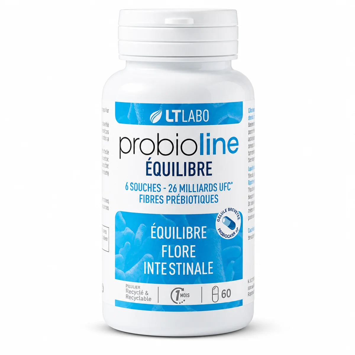 Probioline Equilibre 60 gélules LT Labo - Flore intestinale probiotiques 26 milliards UFC