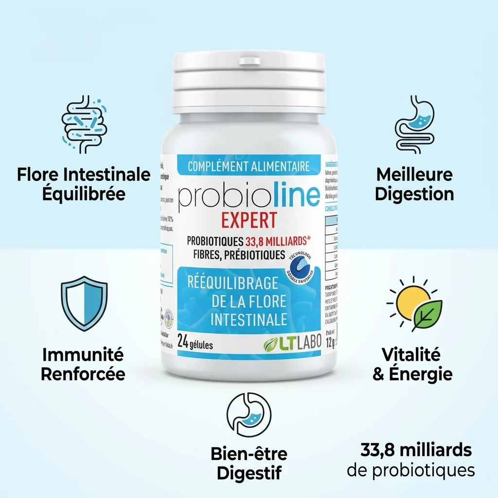 Probioline Expert 24 gélules - 33,8 milliards probiotiques pour flore intestinale équilibrée et digestion