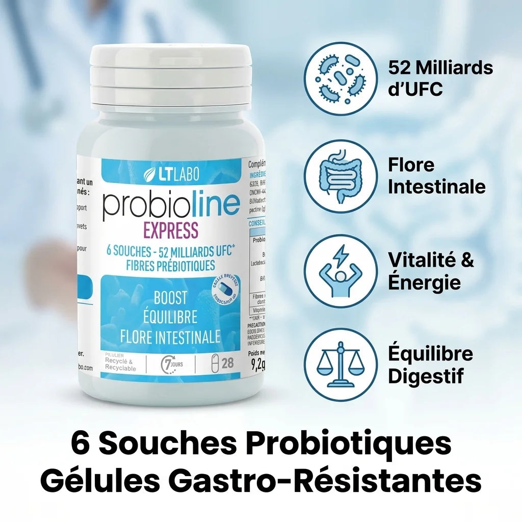 Probioline Expert 28 gélules flore intestinale - 6 souches probiotiques et 52 milliards UFC