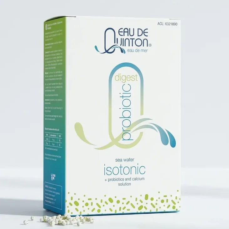 Boîte Quinton Probiotic 10 sachets, solution eau de mer isotonique pour la digestion