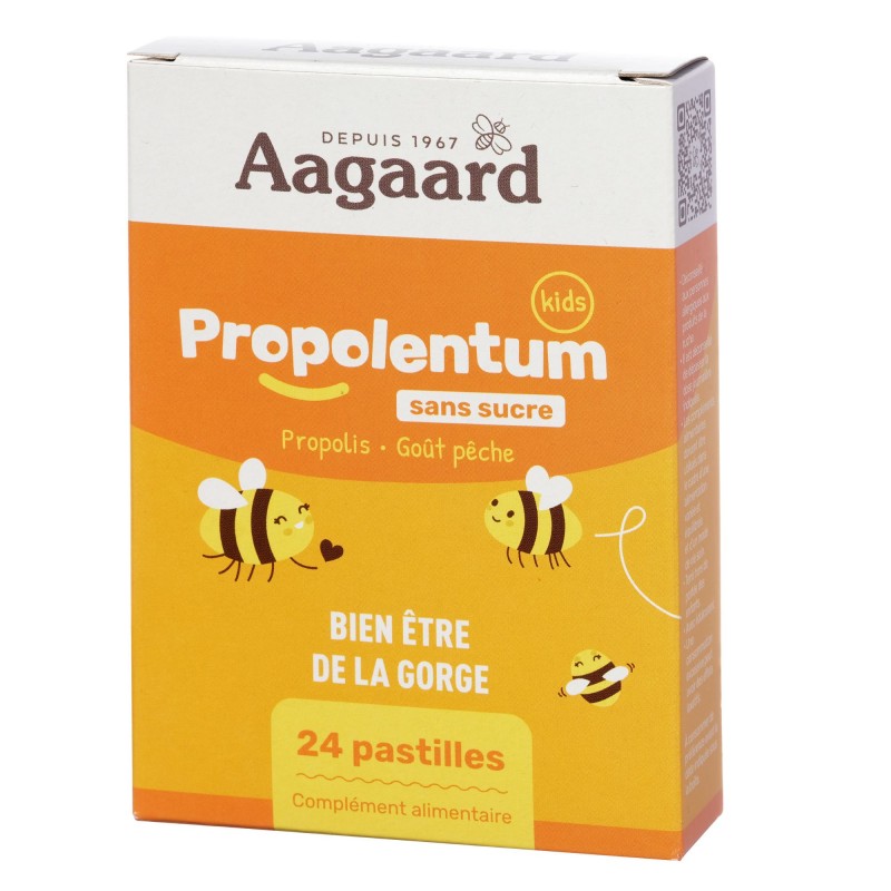 Une boite de 24 Pastilles propolis gorge enfant (Propolentum Kids) Aagaard