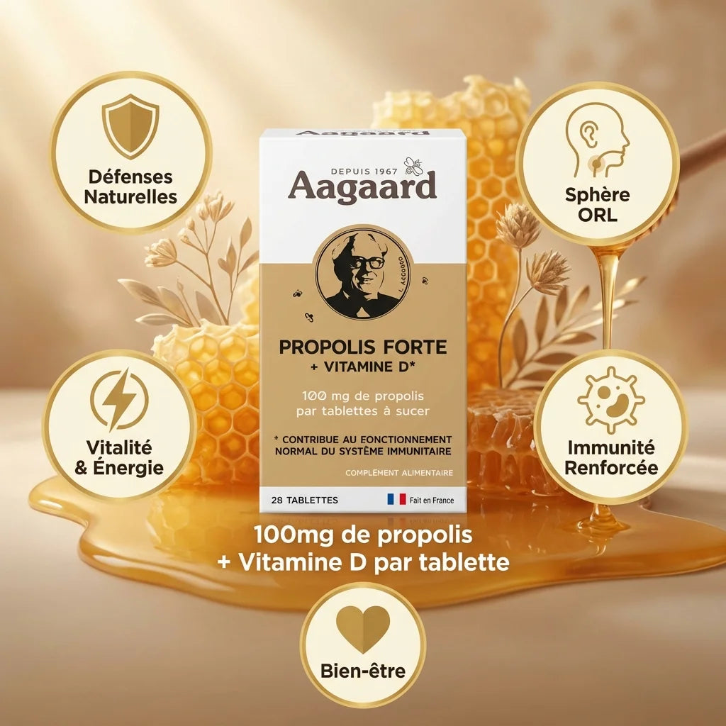 Propolis Forte Vitamine D Aagaard 28 tablettes - Défenses naturelles, immunité et bien-être