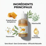 Propolis Originel 50ml Dioter avec ingrédients naturels : propolis brune, vitamine B12, flavonoïdes et huiles essentielles
