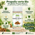 Propolis verte Bio 60 gélules Propos'Nature avec bénéfices immunitaires et antioxydants