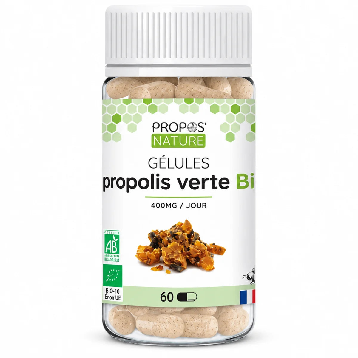 Propolis verte Bio 60 gélules Propos'Nature - Complément alimentaire naturel en flacon verre