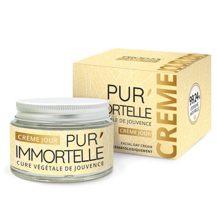 Un pot de Crème Visage Jour bio Pur'Immortelle de 50ml de la marque Propos'Nature