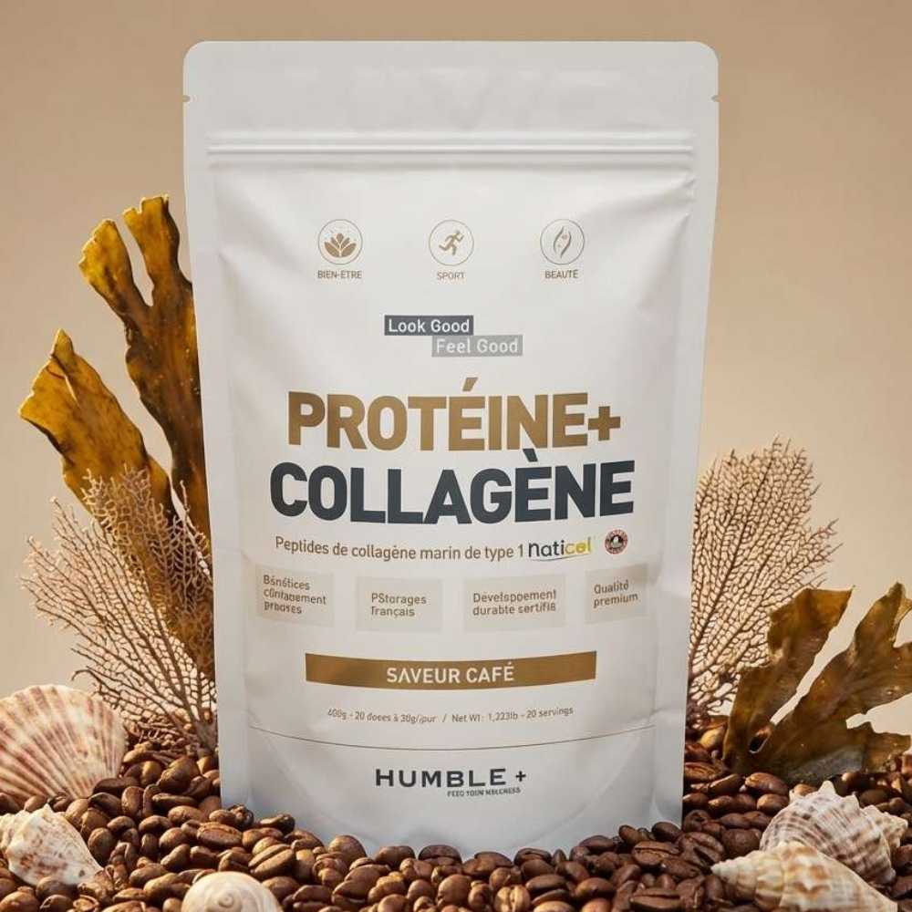 Un sachet de protéines + collagène saveur café Humble+