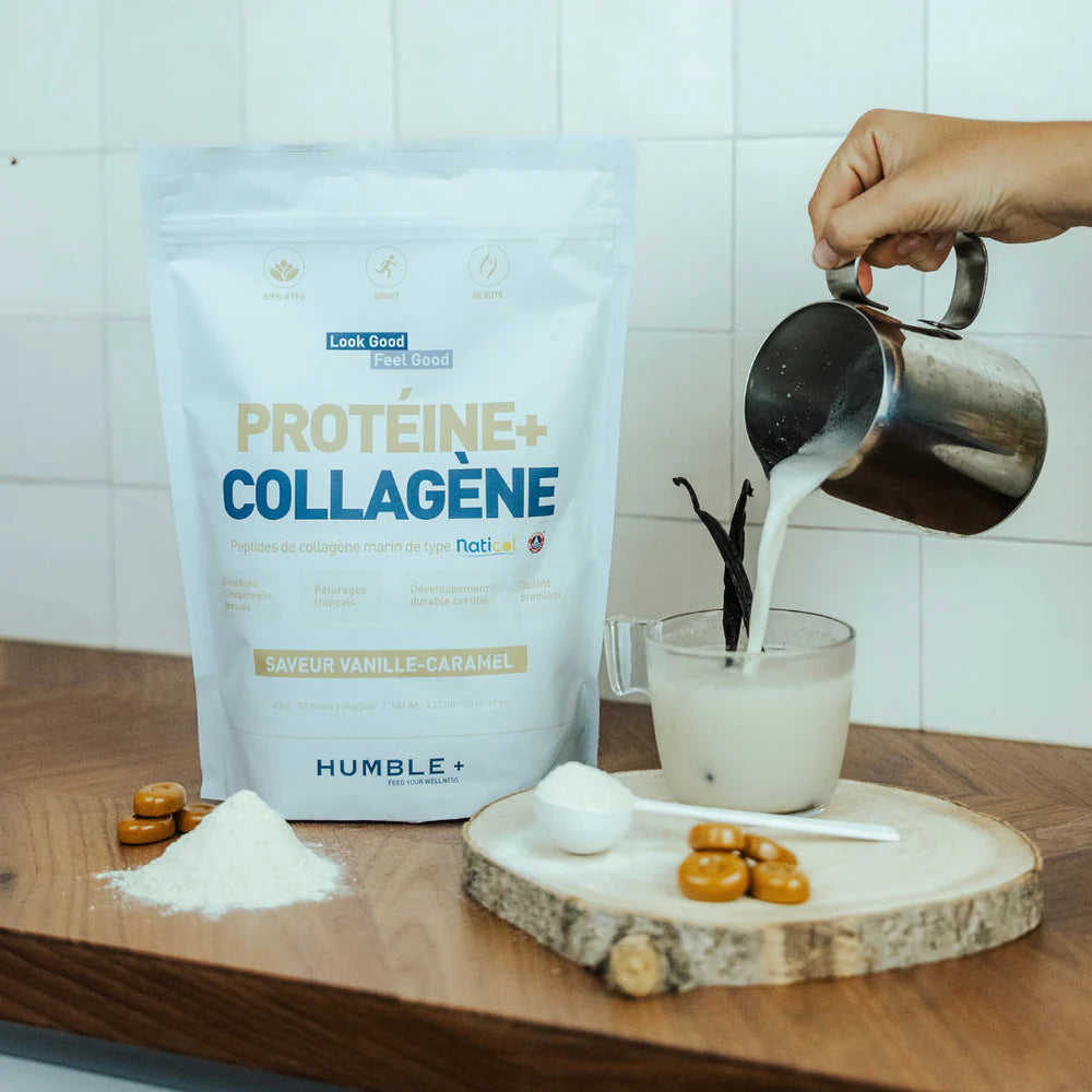 Protéine + Peptides de Collagène Marin - saveur Vanille/Caramel - Humble+