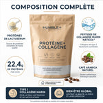 Humble+ Protéine Collagène Marin Type 1 saveur Café - Composition complète 22,4g protéines