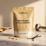 Humble+ Protéine Peptides Collagène Marin Vanille Caramel packaging produit wellness lifestyle