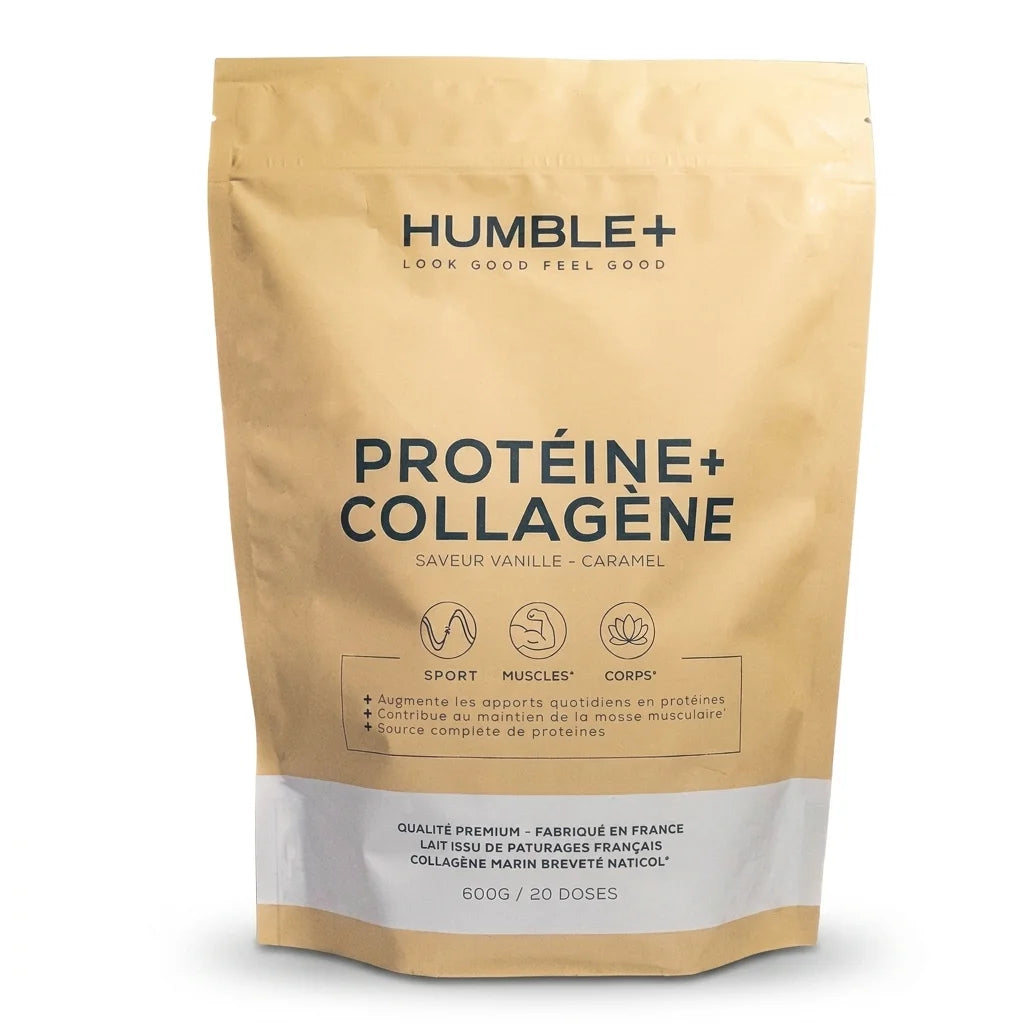 Protéine Collagène Marin Humble+ saveur Vanille Caramel 600g sachet kraft