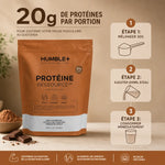 Humble+ Protéine Ressource Chocolat - 20g protéines par portion avec guide préparation