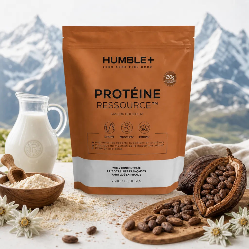 Humble+ Protéine Ressource saveur chocolat avec ingrédients naturels