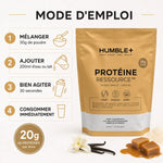 HUMBLE+ Protéine Ressource Vanille-Caramel - Guide d'utilisation avec dosage 20g protéines par dose