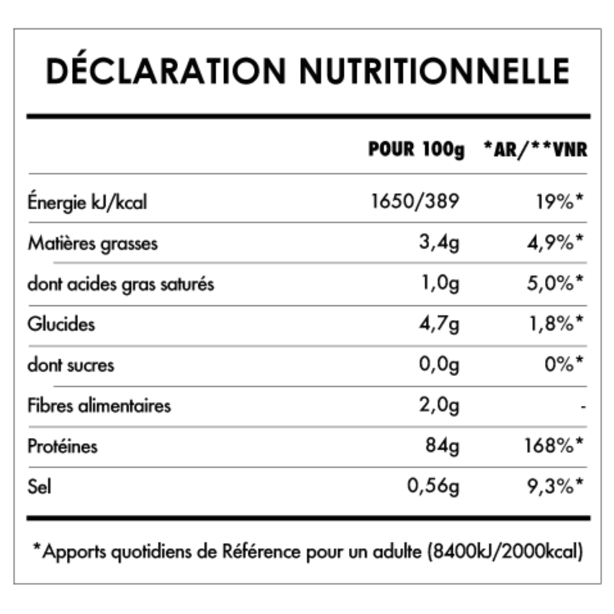Les valeurs nutritionnelles de la protéine de riz Iswari.