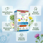 Superdiet Protocole Détox Bio 30 ampoules avec bénéfices détoxification foie, élimination rénale et vitalité