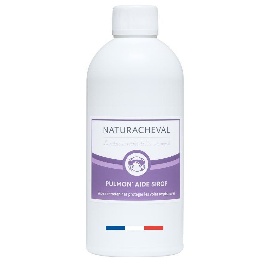 Une bouteille de 500 ml de Pulmon'aide sirop de la marque Naturacheval