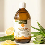 Pur jus d'aloe vera bio Naturaloé 500ml avec feuilles fraîches et citron