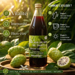 Bouteille Pur Jus de Noni Bio 1L Neodiet avec fruits et instructions d'utilisation - Vitalité et immunité