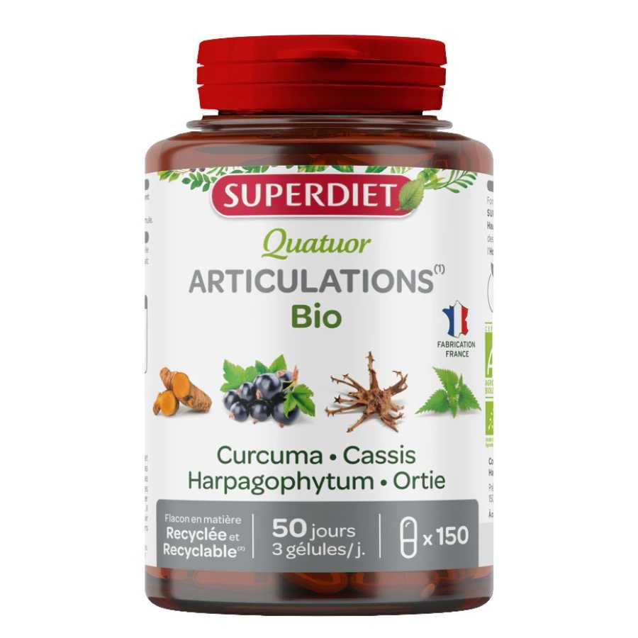 Une boite de Quatuor articulations bio 150 gélules de la marque Superdiet
