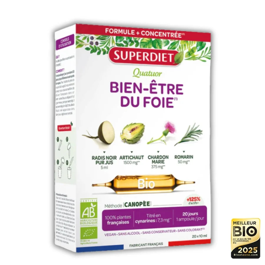 Quatuor bien être du foie Bio 20 Ampoules - Superdiet