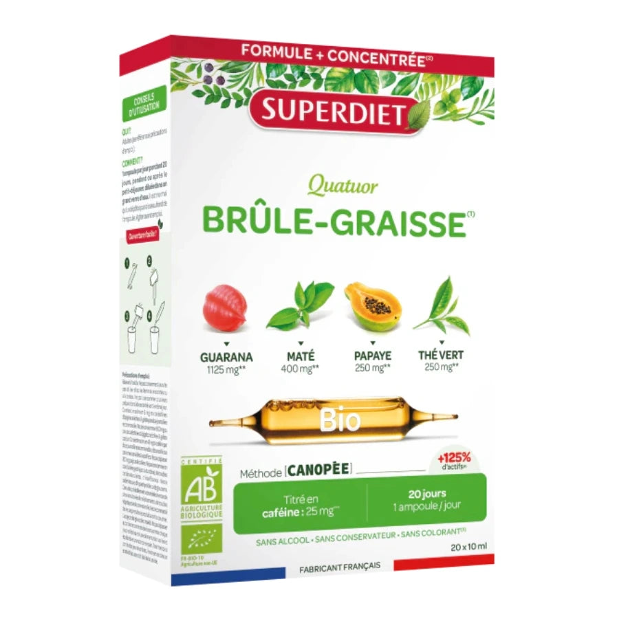 Une boîte de quatuor Brûle graisse de la marque superdiet