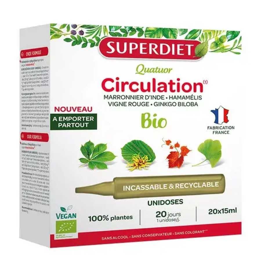 Quatuor Circulation Bio : 20 Unidoses De 15 ml, de la marque Superdiet