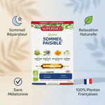 Quatuor Sommeil Paisible Bio 20 ampoules Superdiet avec icônes bénéfices sommeil réparateur et plantes françaises