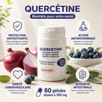 Quercétine Anhydre Végétale 300mg - 60 gélules Qualidiet avec bénéfices antioxydants et cardiovasculaires