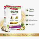 Superdiet Radis Noir Artichaut Bio 20 ampoules avec bénéfices digestif, vitalité et détoxification