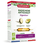 Boîte Superdiet Radis Noir Artichaut Bio 20 ampoules sur fond blanc