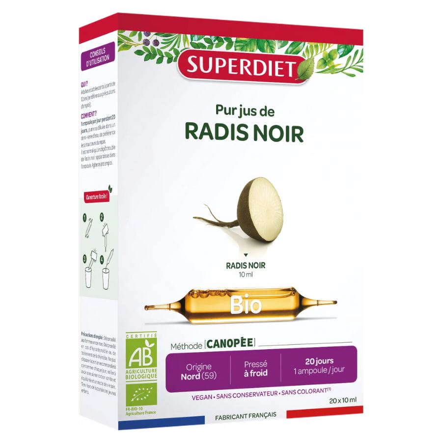 Coffret 20 Ampoules de 15 Ml de Radis Noir Bio de la marque Superdiet
