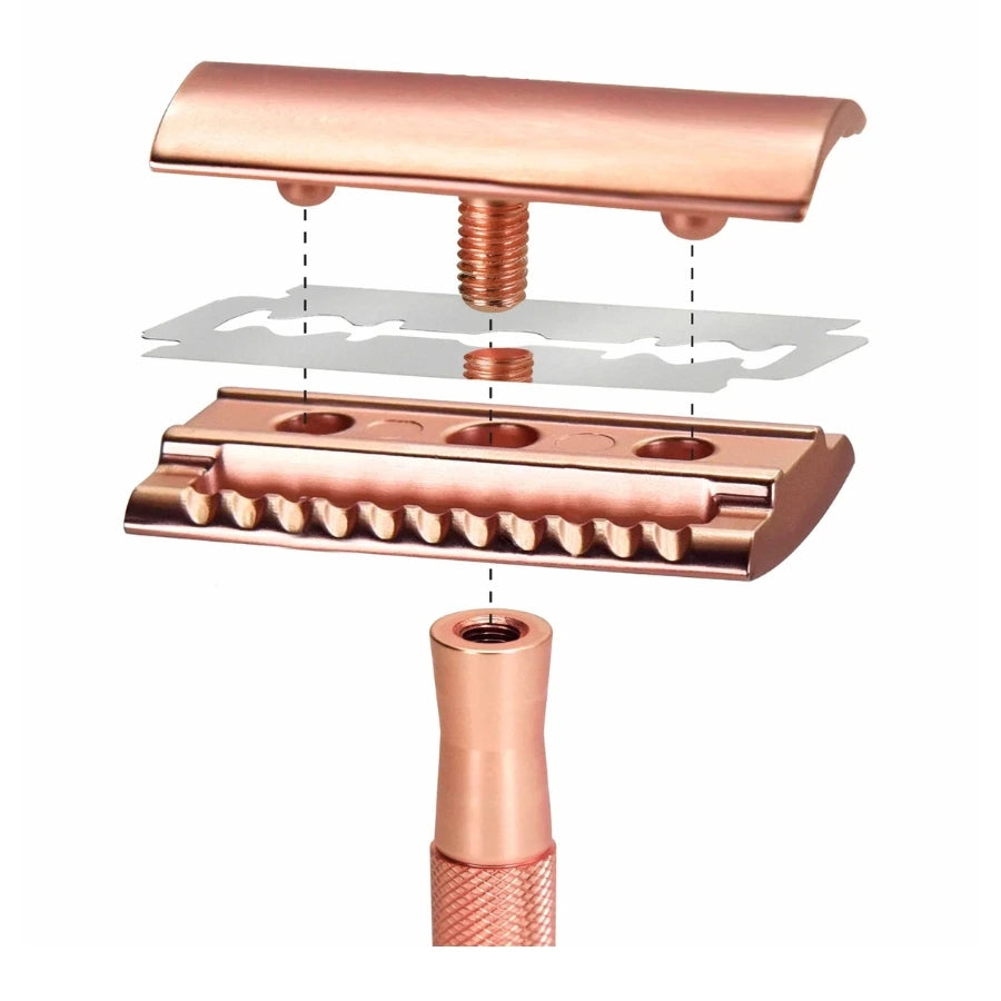 Une tête de rasoir de sûreté rose gold de la marque bambaw