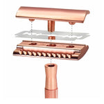Une tête de rasoir de sûreté rose gold de la marque bambaw