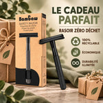 Rasoir de sûreté Bambaw noir métal zéro déchet dans emballage cadeau écologique