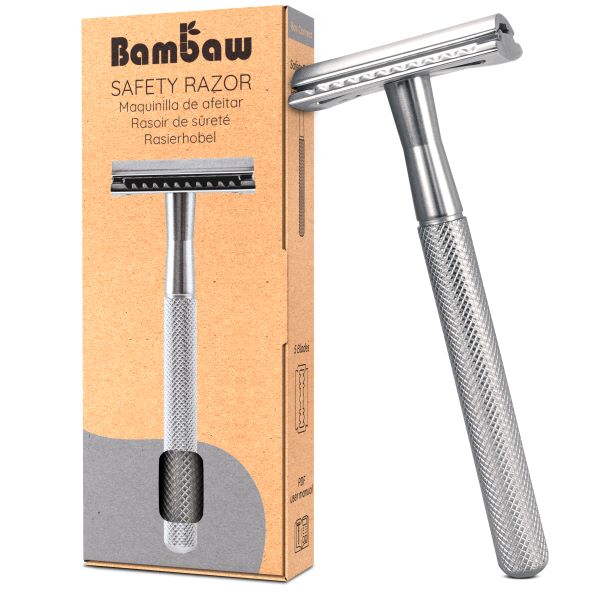 Un Rasoir de sûreté en métal argent Bambaw