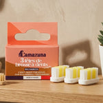 Recharge 3 têtes brosse à dents souple Lamazuna écologique sur étagère salle de bain