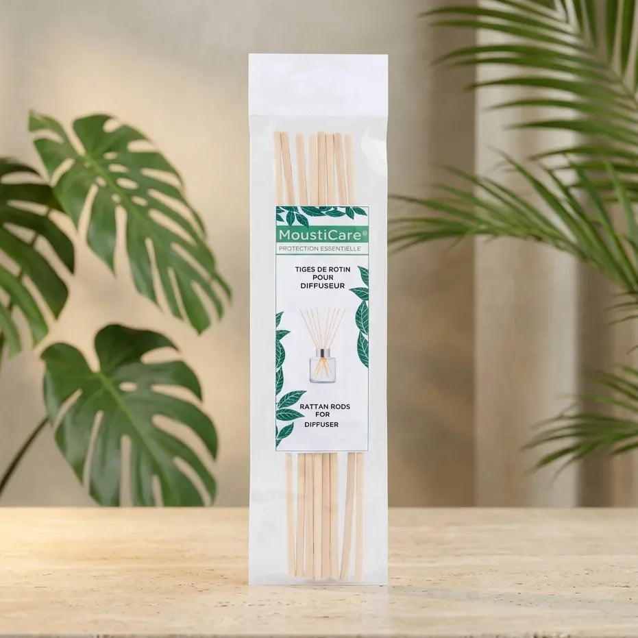 Recharge bâtonnets rotins MoustiCare diffuseur anti-moustique 8 pièces protection maison
