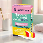 Recharge têtes brosse à dents enfant Lamazuna rose et menthe, packaging écologique