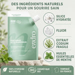 Recharge dentifrice blancheur menthe glaciale Endro 350g avec ingrédients naturels et silice hydratée