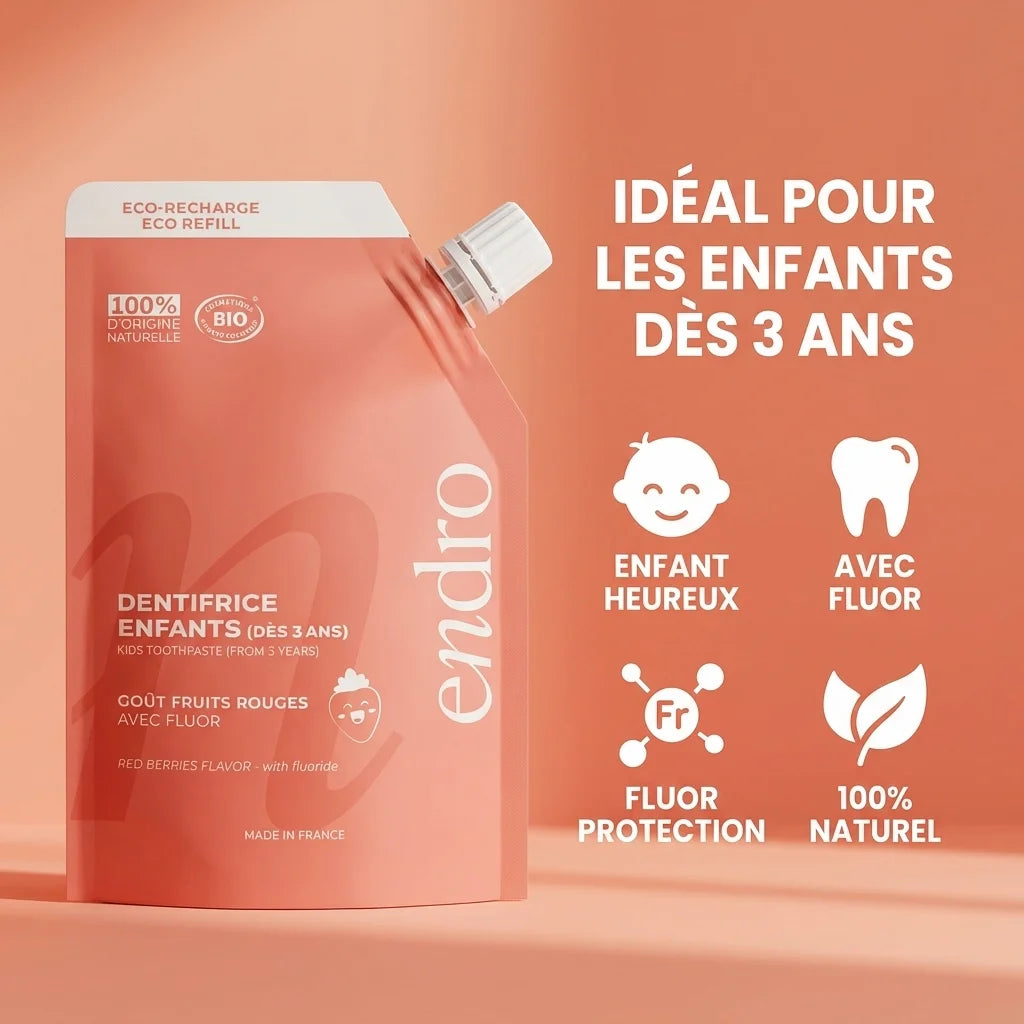 Recharge dentifrice fruits rouges Endro 350g - Packaging écologique pour enfants dès 3 ans