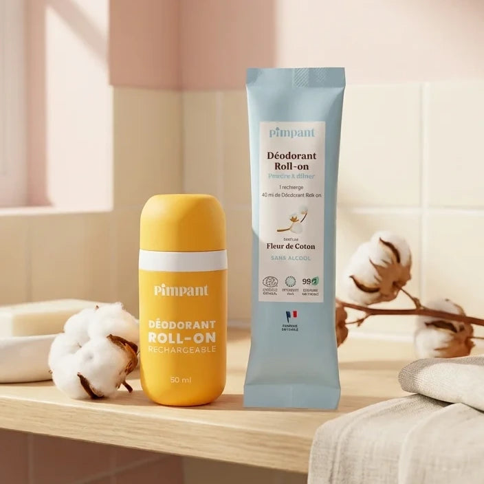 Recharge déodorant poudre Pimpant fleur de coton - salle de bain minimaliste