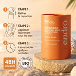 Recharge déodorant stick Éclat Soleil Endro efficacité 48h avec guide d'utilisation étapes