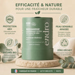 Recharge Déodorant Stick Endro Fraîcheur Végétale - 48H Protection, 100% Naturel Bio, Peau Sensible