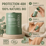 Recharge déodorant stick Endro fraîcheur végétale avec guide d'application 48h protection naturel bio