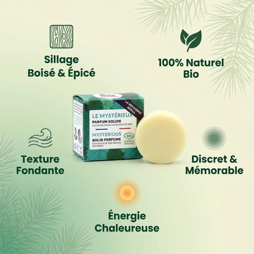 Recharge parfum solide Le Mystérieux Lamazuna 20ml avec bénéfices naturels bio