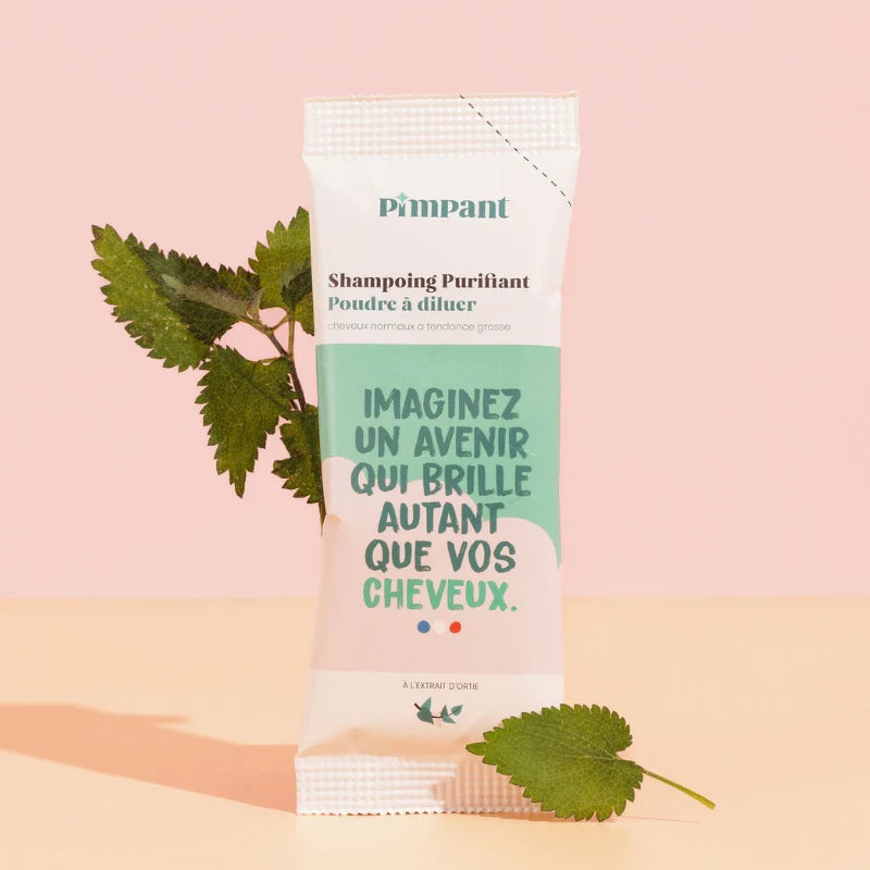 Stick de Shampoing purifiant en poudre Pimpant de 30 g pour cheveux normaux à tendance grasse